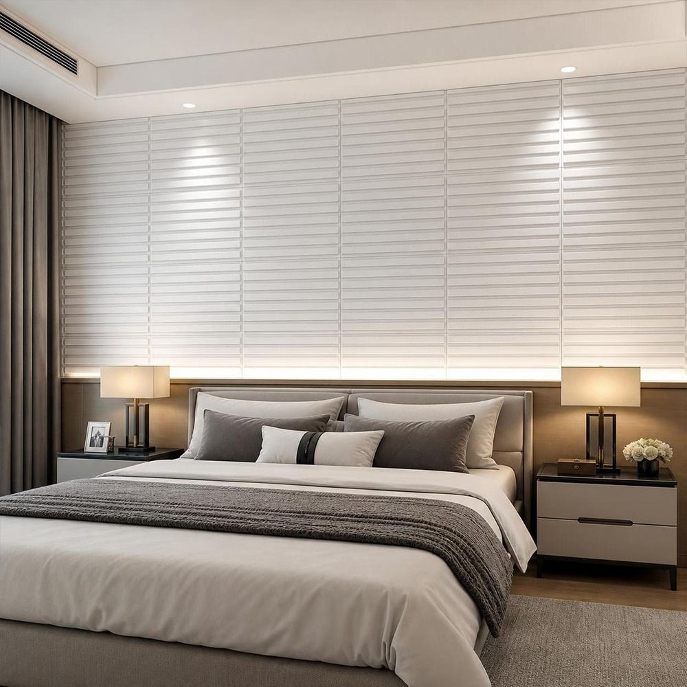 لوحة جدارية ثلاثية الأبعاد بيض - مراجعة Pvc Panel Background وسعره
